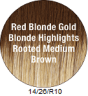 Load image into Gallery viewer, Picture Perfect TressAllure (14/26/R10) Red Blonde Gold Blonde Highlights Rooted Medium Brown
