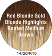 Load image into Gallery viewer, Sensational Women's Wigs TressAllure (14/26/R10) Red Blonde Gold Blonde Highlighted Rooted Med Brown