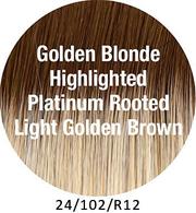 Load image into Gallery viewer, Feathered Bob - discontinued Wigs TressAllure (24/102/R12) Golden Blonde Platinum Highlights Light Brown Rooted 
