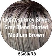 Load image into Gallery viewer, Feathered Bob - discontinued Wigs TressAllure (56/60/R8) Lightest Grey Silver Grey Blend Rooted Medium Brown 
